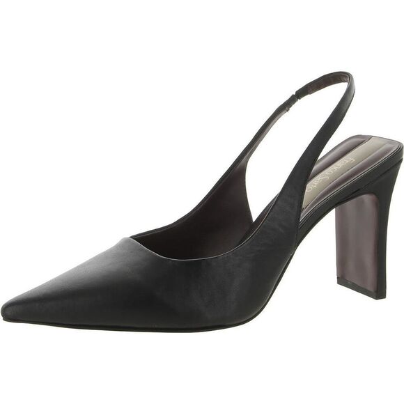 Franco Sarto Women's Averie Pointed Toe Slingback High Heel Pump 8 Black Leather - Picture 1 of 3